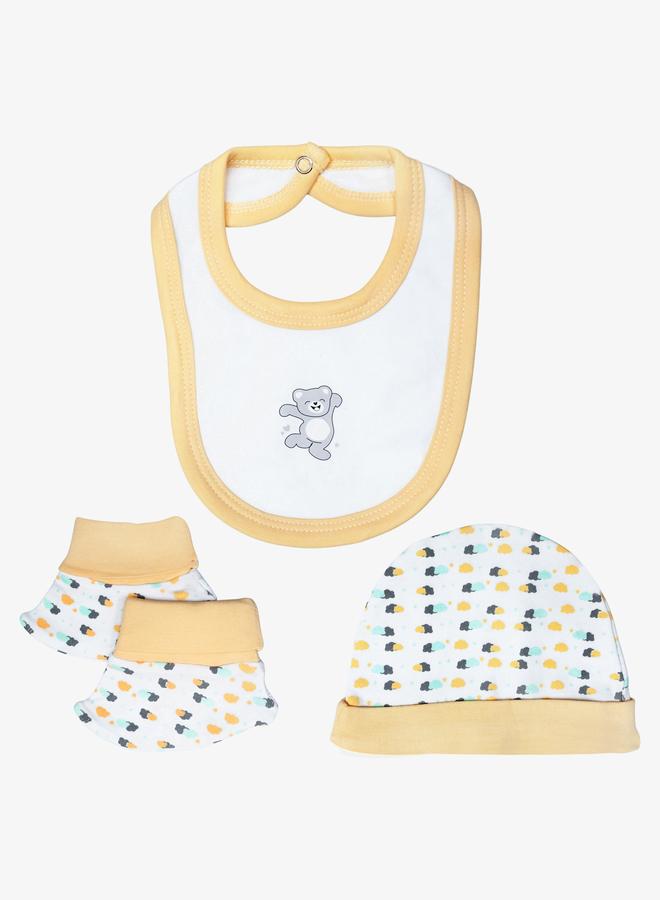 Babies Basic 5-Piece 100% Cotton Bib, Romper, Mittens, Cap and Sleepsuit Set - Image 4